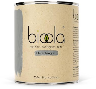BIOOLA® colour - 100% natürlich-biologische Lasur für Kinderspielzeug sowie Holz und Möbel im Wohn- & Schlafbereich - vegan & plastikfrei - Elefantengrau, 750 ml