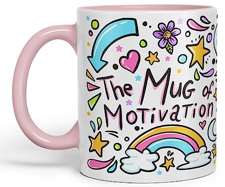 Vixar Motivation Mug Ceramic Coloured Mug Cup Gift Tea Coffee Christmas Office Home Sarcastic Joke (Pink)