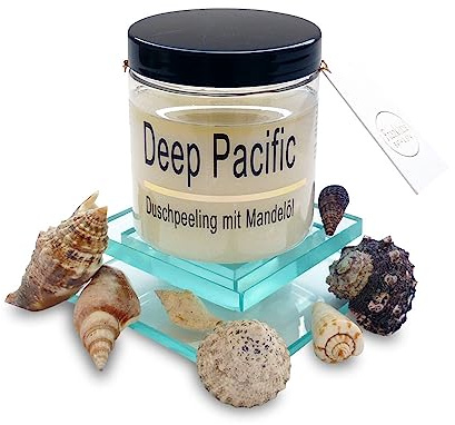 Körperpeeling 320g – vegan – Rich Body Scrub – Duschpeeling – feines Kristallsalz – viel Mandelöl – Vitamin E – ohne Parabene (Deep Pacific)
