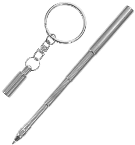 TEHAUX Einziehbarer Stift-Schlüsselanhänger Mini-Metall-Schlüsselanhänger Teleskop-Kugelschreiber-Werkzeuge Für Büropersonal Bauarbeiter Edelstahl