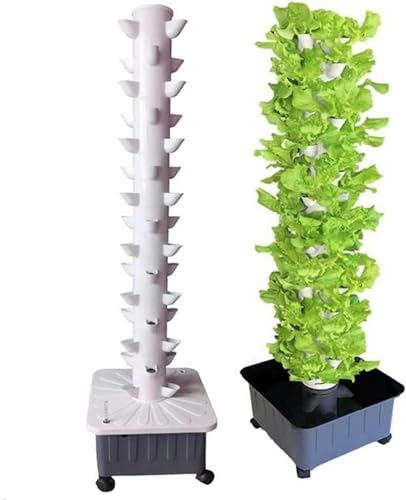 FLTRGO Hydroponik-Turm, 45-Loch-Aquaponik-Anbausystem, 15-stöckiger Gartenturm-Aeroponik-Anbausatz für das Pflanzen von Kräutern, Obst und Gemüse