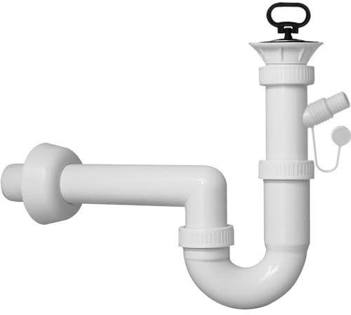 Schläfer 4395026 | Sifón conexión lavavajillas para fregadero, kit de desagüe sifón universal G 11/2 con desagüe para lavadora, desagüe de 85 mm de diámetro con tapón, empalme tubo desagüe de pared