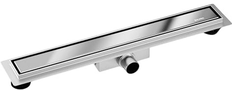 BALNEO Duplex Next Duschrinne Komplettset 70 cm - Duschabfluss 2in1 Paneel Bodenablauf Dusche - Entwässerungsrinne Duschablauf Flach Haarsieb Abflusssieb Geruchsverschluss - Verspiegeltes Silber
