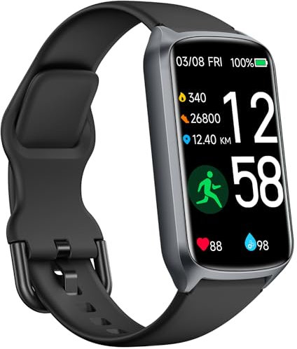Amzhero Health Fitness Tracker with 24/7 Heart Rate, Blood Oxygen, Blood Pressure, Sleep Tracker, 5ATM Waterproof Activity Trackers with Step Tracker, Bluetooth Pedometer (S & L Bands Included)