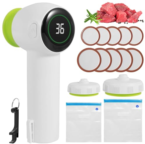 CYTBEK Electric Mason Jar Vacuum Sealer Kit, Cordless Vacuum Sealing Machine with Sealing Bags 60KPa Strong Suction Kitchen Gadgets for Food Storage and Fermentation