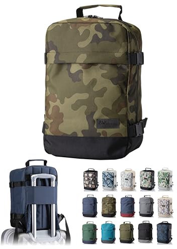 Handgepäck Rucksack für Ryanair Eurowings 40x20x25 40x30x20 [Handgepäckrucksack] Flugzeug Reisetasche Boardgepäck Bordcase Reiserucksack Kabinenkoffer Weekender (camouflage-schwarz, 40x30x20 24L)