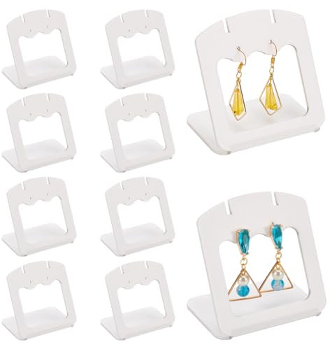 PH PandaHall L-Shaped Earring Holder, White Earring Display Stands Acrylic Ear Organizer Dangling Necklace Stand for Earring Necklace Jewelry Shows Retail Photography Props, 7.5x8.6x7.2cm