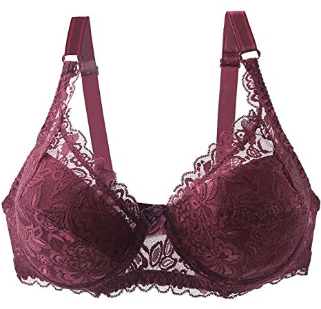 of 5,Women Comfort no Wire Bras Seamless no Show Bra Pack - Front Fastening Padded Racer Back Bras for Women UK - Front Fastening Sports Wine