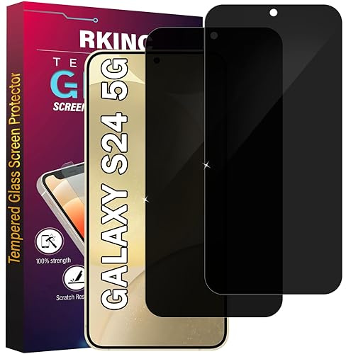 RKINC 2 Stück, Sichtschutz Panzerglas für Samsung Galaxy S24, Anti-Spähen Panzer Schutz Glas HD Displayschutzfolie, [Unterstützt keine Entsperrung per Fingerabdruck] kratzfest, blasenfre