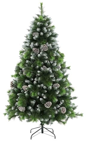 RYDZCLH Albero Natale Artificiale Innevato da 6 Piedi, Pino Innevato Non Illuminato, per La Decorazione delle Feste in Casa E in Ufficio, Abete Rosso Innevato, Albero Completo con Punte dei Rami