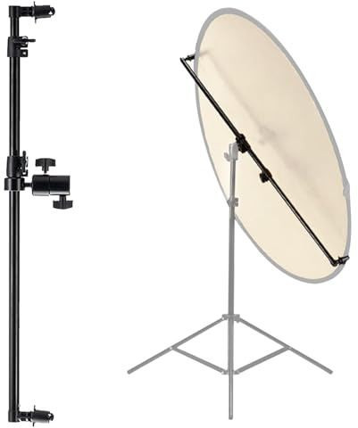 YUOCU Extendable Reflector Holder Arm, Photo Telescopic 27.9 to 47.2 Boom Arm 360° Swivel Reflector Bracket for Product Portrait Studio Outdoor Photography