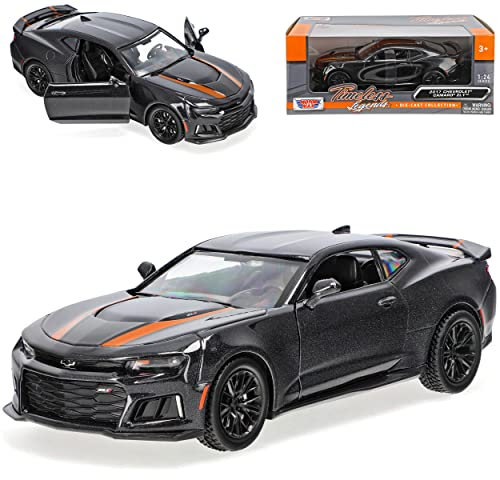 Motormax Dodge Challenger SRT Hellcat Widebody LC Coupe Schwarz mit Streifen in Weiss Ab 2008 1/24 Modell Auto