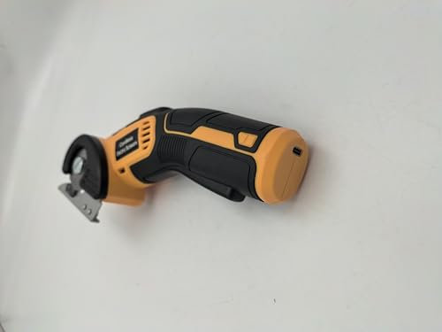 Daakro Schnurlose elektrische Rotationsschere,mit Sicherheitsverschluss Mini-Elektroschere,4V wiederaufladbarem Design Kartonschneider für Filz, Papier, Handwerk, Teppich(Gelb)