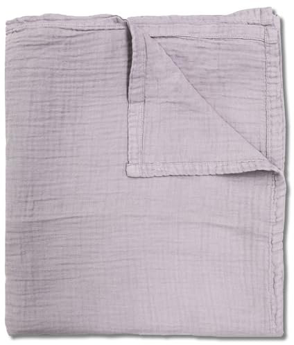 Sleezzz Musselin Decke, 150 x 200 cm, Leichte Sommerdecke aus 100% Baumwolle, Waschbar (Lila)