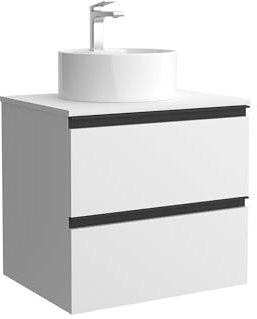 Mueble de Baño BEQUIA Metal 70cm Blanco Mate | Lavabo sobre encimera Porcelana Centrado
