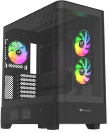 Thermaltake View 290 TG ARGB Black | ATX PC Gehäuse | Showcase Design | Tempered-Glass Front | ARGB Lüfter | AIO/Wasserkühlung Support | sehr leiser Airflow | Hidden-Connector | USB 3.0