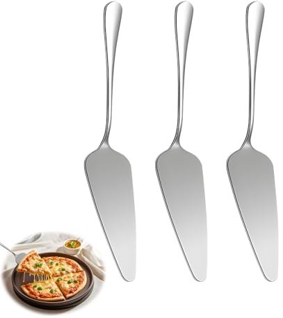 3 Stück Tortenheber Set Edelstahl, Kuchenheber Tortenschaufel Kuchenheber mit Gezackten Kantenfür Küchen Restaurants Partys Käse Pizza Ideal für Paries Küche Hochzeiten Metall Silber Spülmaschinenfes