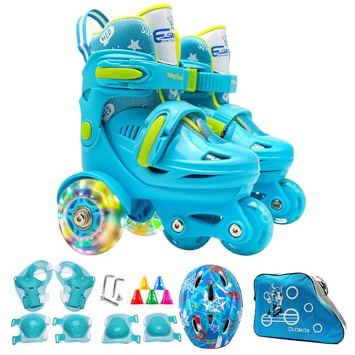 Children Roller Skates - Adjustable Three-Wheel Balance Skating Shoes, Lighted Training Skates | Outdoor Sports Toy For Kids Ages 3-8 Learning To Skate