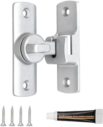 ingoodtle Flip Door Latch,90/180 Degree Sliding Barn Door Lock Silver | Zinc Alloy Right Angle Gate Latches,Thickened Anti-Rust Security Door Lock Latch Hardware for Kitchen Cabinet Bathroom Window