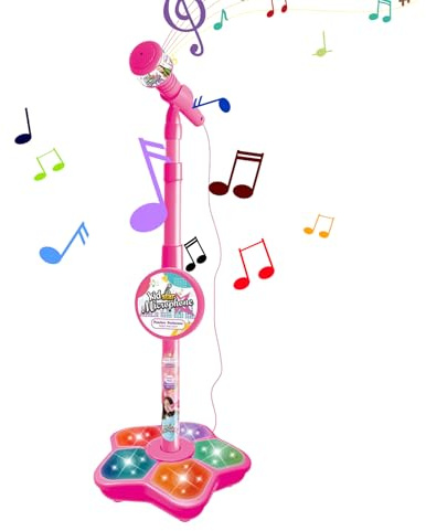 Studio -ro Karaoke Enfant -ro sur Pied, Microphone pour Tout-Petits avec Support, Machine De Karaoké pour | Ensembles De Jeu De Chant pour Robustes Et avec Lumière