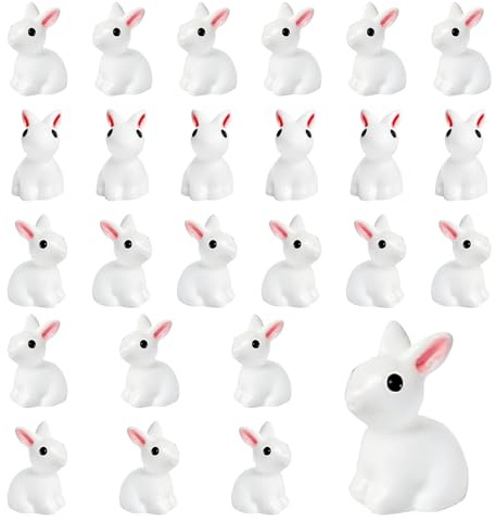 24 Stück Mini Hase und Kaninchen Figuren für Ostergeschenke kinderOstern geschenke kinder, Schöne Kaninchen-Puppe, osterhase für ostern osterdeko Harz Festival Party Dekoration Desktop Ornament