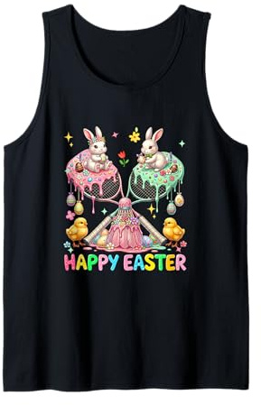 Happy Easter Colorful Dripped Costume Badminton Player Lover Tank Top