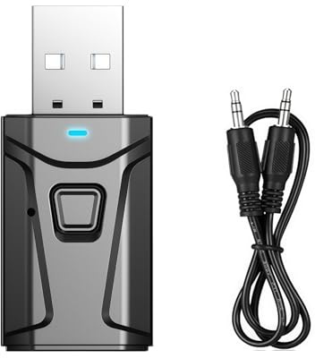 USB Bluetooth 5.0 Adapter for PC, TV & Car, Bluetooth Trans/mitter and Receiver for TV with AU/X, USB Extender & Multi-Port Function, Plug and Play for Enhanced Connectivity, Clear Sound Quality