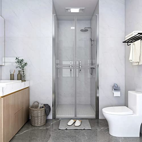Runheo Porta doccia trasparente in vero vetro ESG da 5 mm, 73-76 x 190 cm, telaio in alluminio con maniglia, box doccia a scomparsa, porta scorrevole