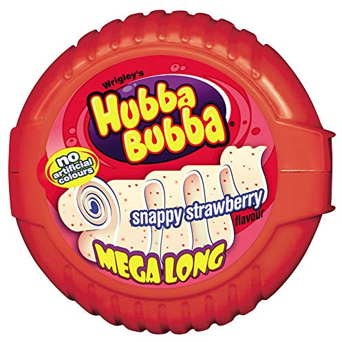 Hubba Bubba Snappy Strawberry Bubblegum Mega Long Tape, 56g ,1 Count (Pack of 1)