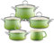 Riess 0584-036 Topfset 5-tlg. SMARAGD bestehend aus 2 x Fleischtopf mit Glasdeckel (16 und 20 cm), 2 x Kasserolle mit Glasdeckel (16 und 20 cm) und Schnabeltopf 12 cm