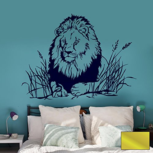 Wandtattoo Wandbild Wandaufkleber Aufkleber Löwe Steppe Afrika Serengeti M1888 ausgewählte Farbe: *gold* ausgewählte Größe: *L*