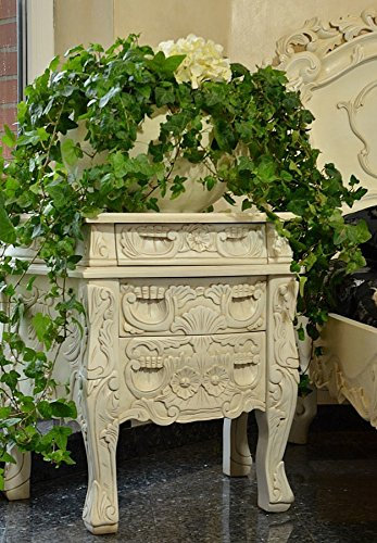 Antyki24 Kommode Barock Weiß Nachttisch Vintage Holz Barock Schubladenschrank Mahagoni Stil Nachttisch Schubladen Weiß Kommode Holz Retro Schlafzimmer Antik Design