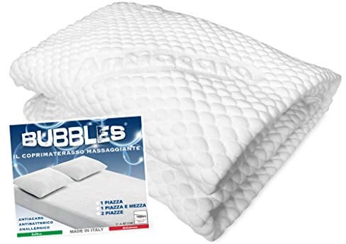 Coprimaterasso Bubbles Massaggiante Antiacaro Anallergico - Poliestere Bielastico con Angoli Elasticizzati - Made in Italy - 1 PIAZZA