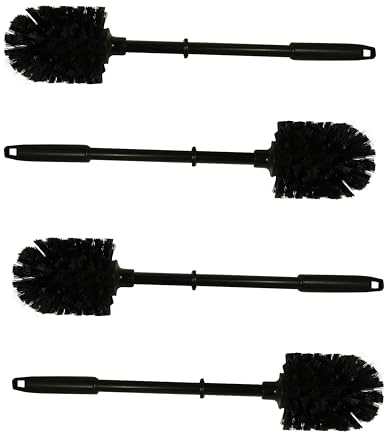 gws WC Bürste schwarz - 4er Set Toilettenbürsten Ersatzbürsten, Kunststoffstiel, Schwarze Borsten, Made in Germany