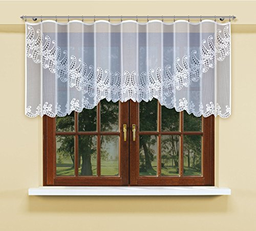 Haft Jacquard Gardine mit eingenähtem fältelndem Band Fertiggardine 207390