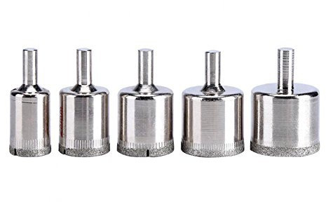 Juego de Brocas de Diamante, 5 Piezas de Brocas de Diamante para Perforación de Diamante, Juego de Brocas Huecas para Revestimiento de Diamante, Acero al Carbono para Cristal, Cerámica