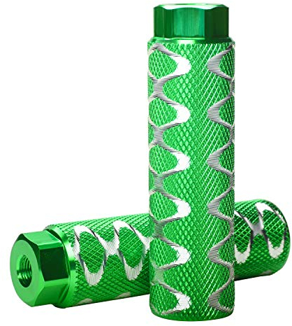 Bike Pegs, Helaryfreemear 2Pcs Aluminum Alloy Anti-Skid Lead Foot BMX Pegs Fit 3/8 inch Axles (Green)