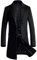 FTCayanz Men's Wool Coat Slim Fit Business Long Trench Overcoat Jackets-Black-2XL