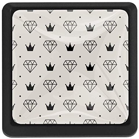 EZIOLY Diamant-Krone, quadratisch, für Küchenschränke, Schränke, Kommode, Schrankknöpfe, Schubladen, 3 Stück