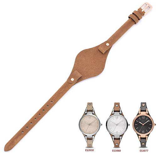 Bracelet de montre en cuir véritable avec barre à ressort de 8 mm pour Fossil ES3148 ES4119 ES4176 ES3262 ES3077, camel, 210mm, Élégant