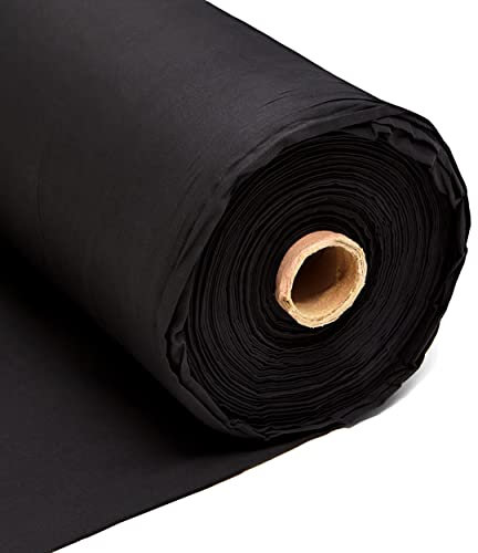Tissu noir uni 100% coton tissé Calico pour la couture, le matelassage, les projets d'artisanat, les sacs, les rideaux, les housses de couette 145 g/m², 150 cm de large, vendu au mètre