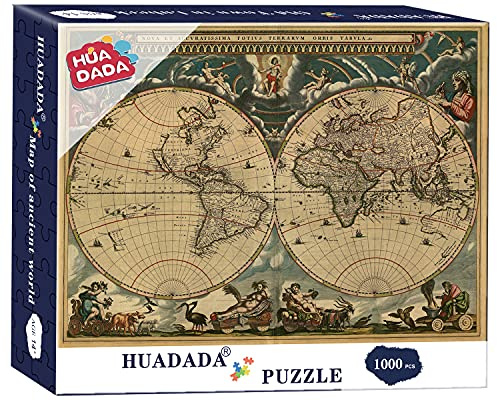 HUADADA 1000 Piece Jigsaw Puzzles 27.6x 19.7 Puzzle in Cardboard, Family Games, Games for Adults, Home Decor, Jigsaw Puzzles for Adults 1000 (Antique World Map)