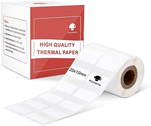 Phomemo M110 Etikett Multifunktional Thermo selbstklebendes Etikett, 0.79 x0.34 (20x10mm), kompatibel mit M110 M200 M120 M220 M221 M108 M102 M100 M150 M250 M260 Etikettendrucker,1200 /Rolle