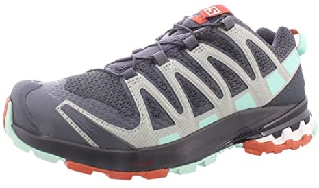 Salomon XA Pro 3D V8 Damen Trailrunning-Schuhe, Schwarz (Ebony/Yucca/Mec Orange), 38 2/3 EU