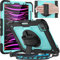 Timecity Case for iPad Pro 11 inch 2022/2021 (4th/ 3rd Generation), Shockproof Case with Screen Protector, Swivel Stand, Handle, Shoulder Strap, Pencil Holder Case for iPad Pro 13 Inch-Hellblau