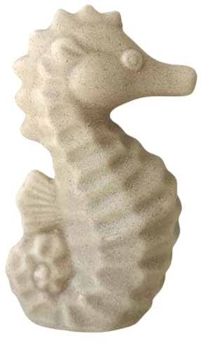 Generisch Deko Figur Seepferdchen Sand Optik beige Keramik Dekoobjekt Skulptur Statue -2