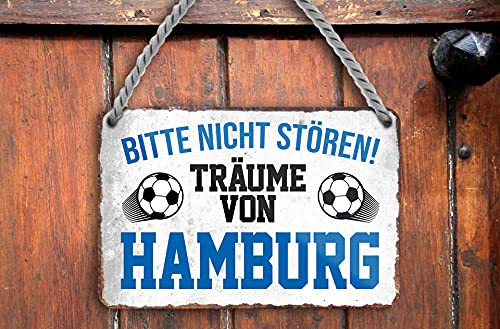 schilderkreis24 – Fußballschild Deko Artikel Sport Verein Geschenkidee Männer Club Fußball Fan 18x12 cm (Träume von Hamburg)