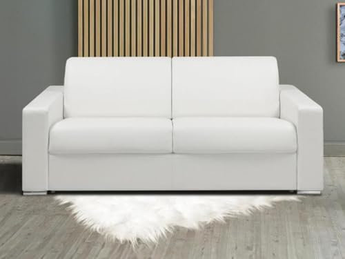 Vente-unique Schlafsofa 2-Sitzer - Liegefläche: 120 cm - Matratzenhöhe: 14 cm - Kunstleder - Weiß - CALITO