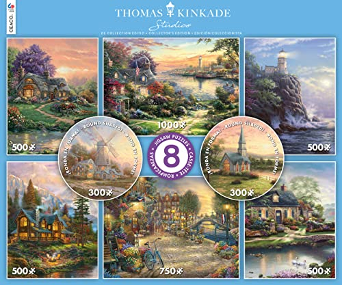 Ceaco - Thomas Kinkade - 8 in 1 Multipack - (2) rund 300 Teile, (4) 550 Teile, (1) 750 Teile (1) 1000 Teile Puzzle