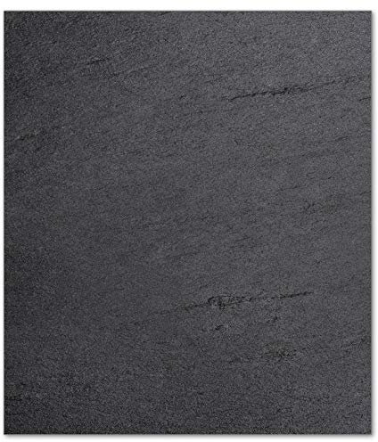 Wallario Herdabdeckplatte/Spritzschutz aus Glas, 52 x 60 cm, 1-teilig, für Ceran- und Induktionsherde, Motiv: Schwarze Schiefertafel Optik - Steintafel